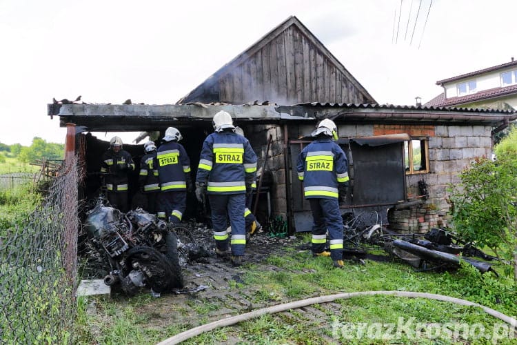 Pożar garażu w Rymanowie