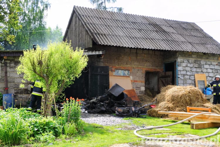 Pożar garażu w Rymanowie