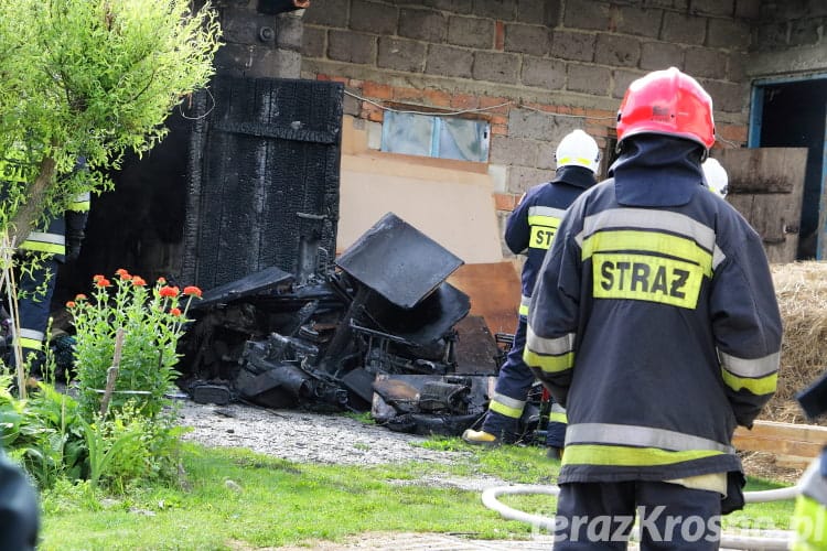 Pożar garażu w Rymanowie