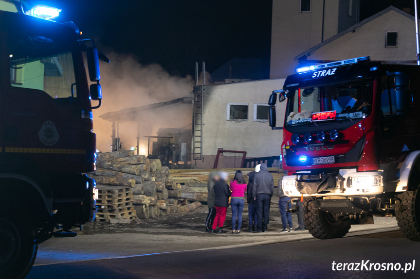 Pożar na terenie tartaku w Łękach Dukielskich