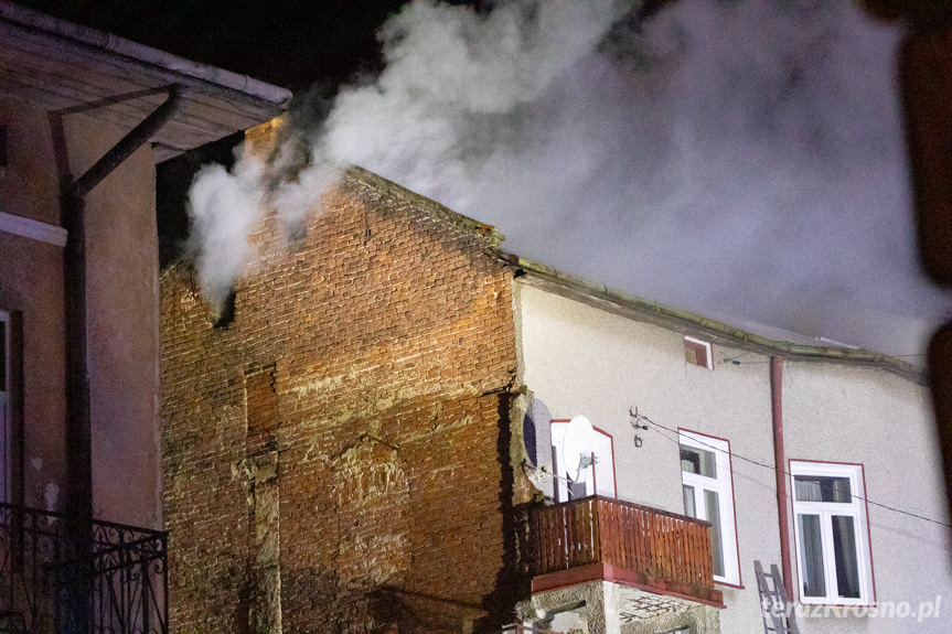 Pożar poddasza kamienicy w Rymanowie