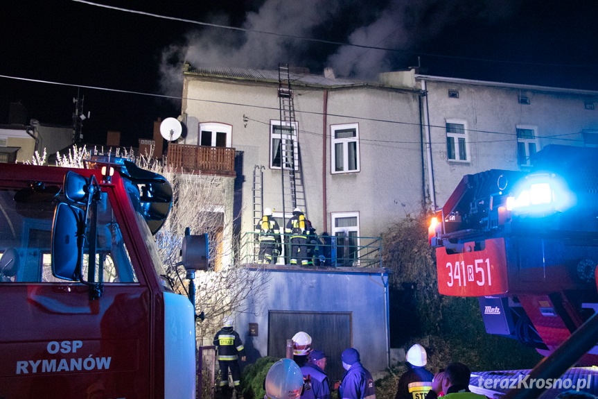 Pożar poddasza kamienicy w Rymanowie