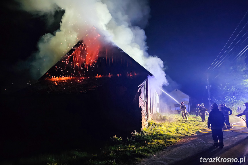 Pożar pustostanu w Rogach