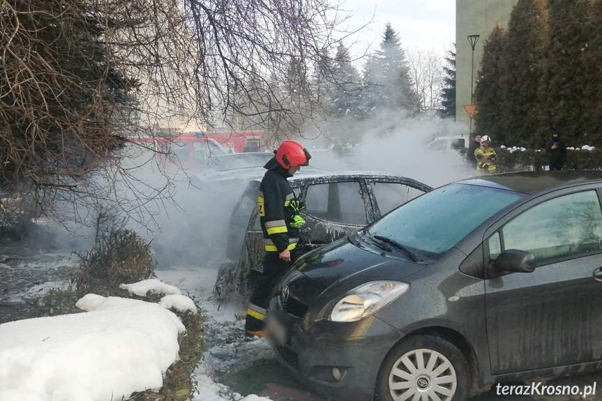 Pożar samochodów w Krośnie