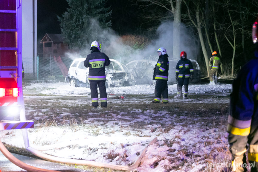 Pożar samochodów w Nadolu