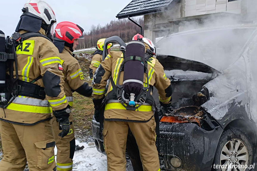 Pożar samochodu w Klimkówce