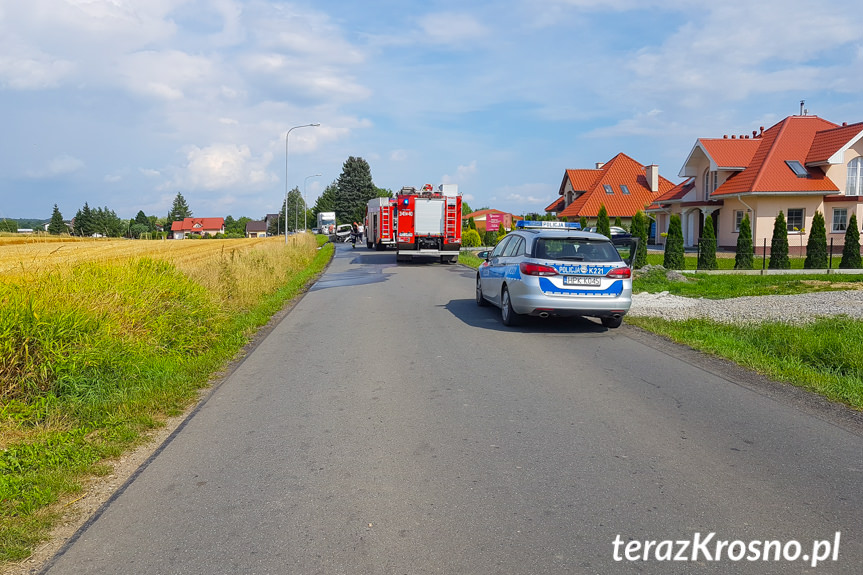 Pożar samochodu w Korczynie