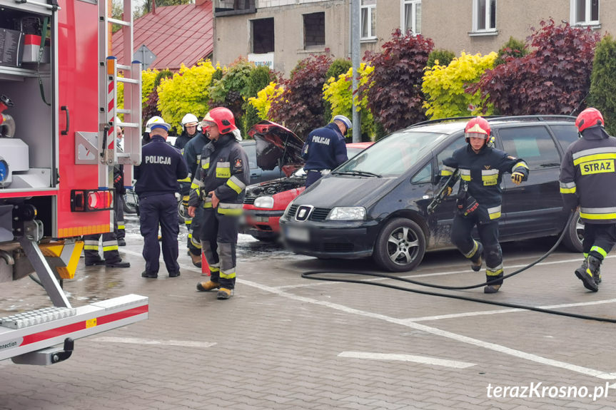 Pożar samochodu w Korczynie