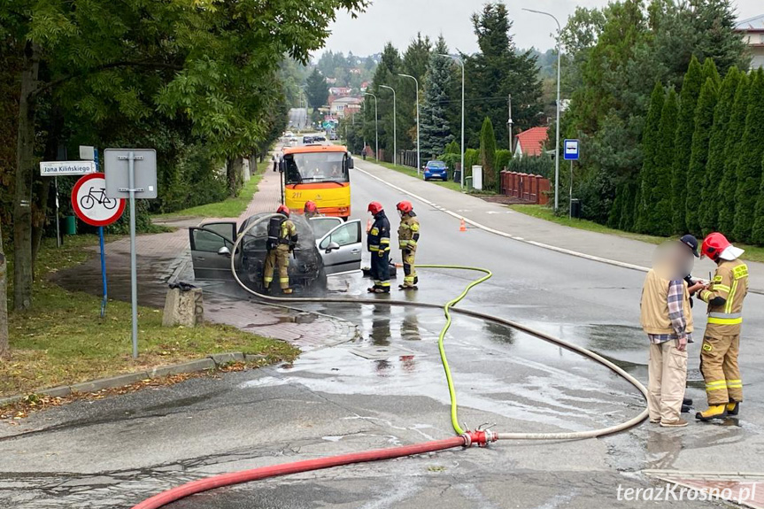 Pożar samochodu w Krośnie