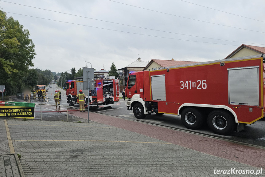 Pożar samochodu w Krośnie