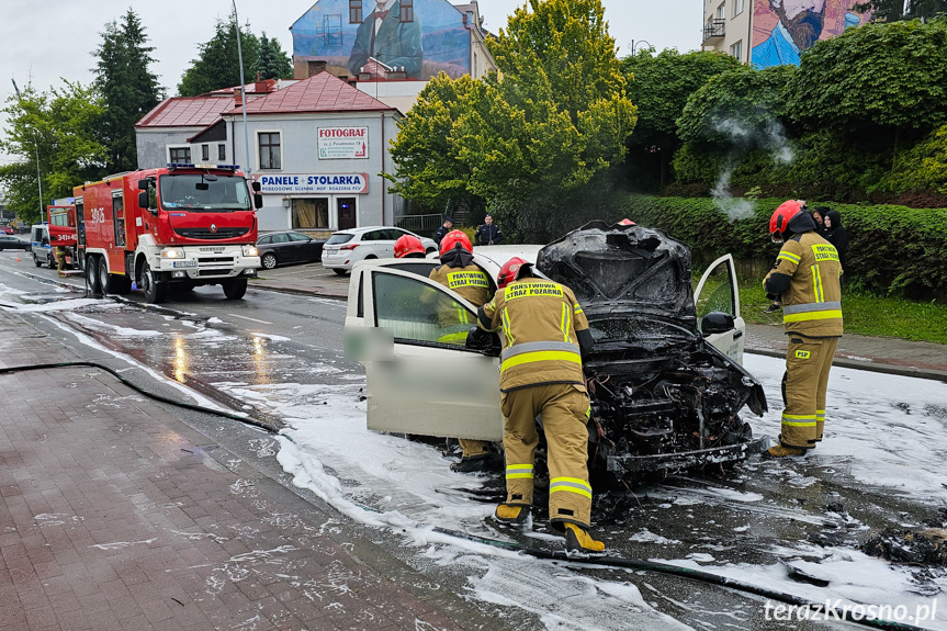 Pożar samochodu w Krośnie