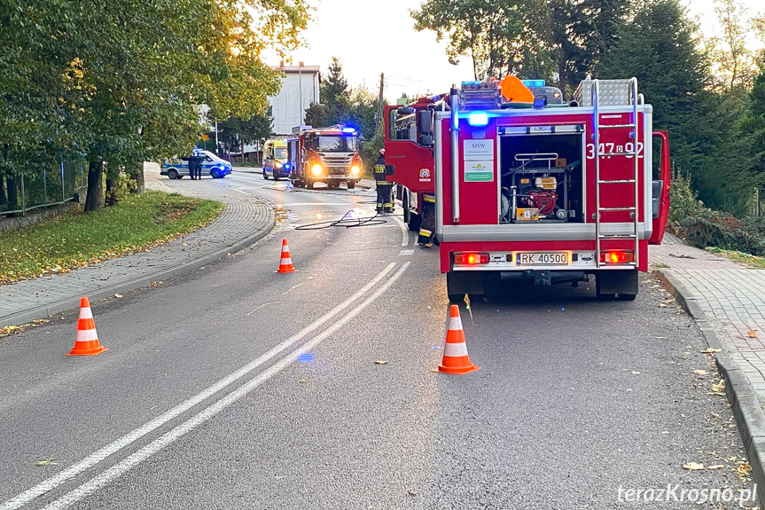 Pożar samochodu w Krośnie