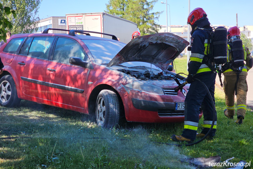 Pożar samochodu w Krośnie