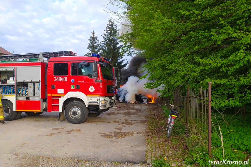 Pożar samochodu w Zręcinie