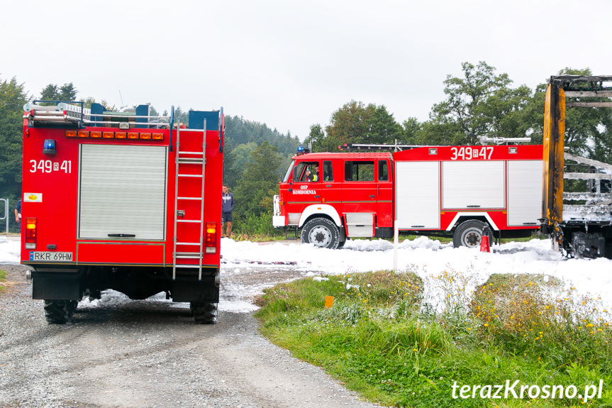 Pożar TIRa w Komborni