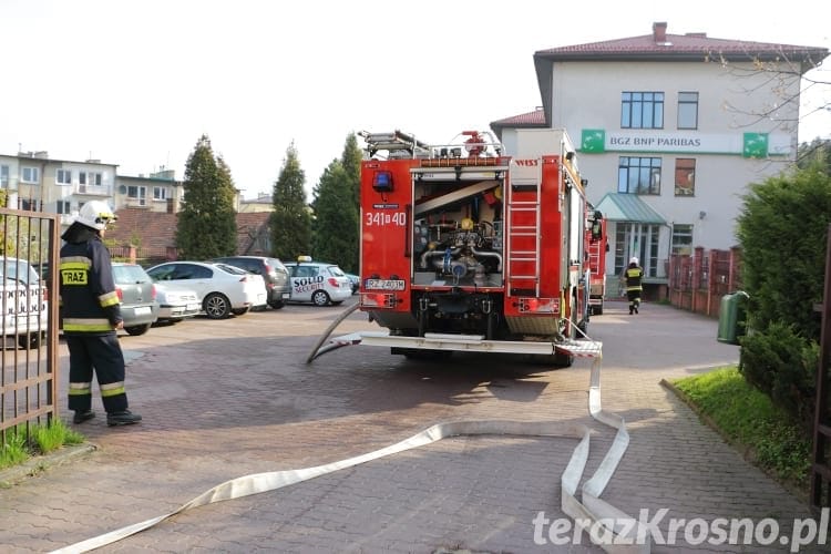 Pożar w budynku banku