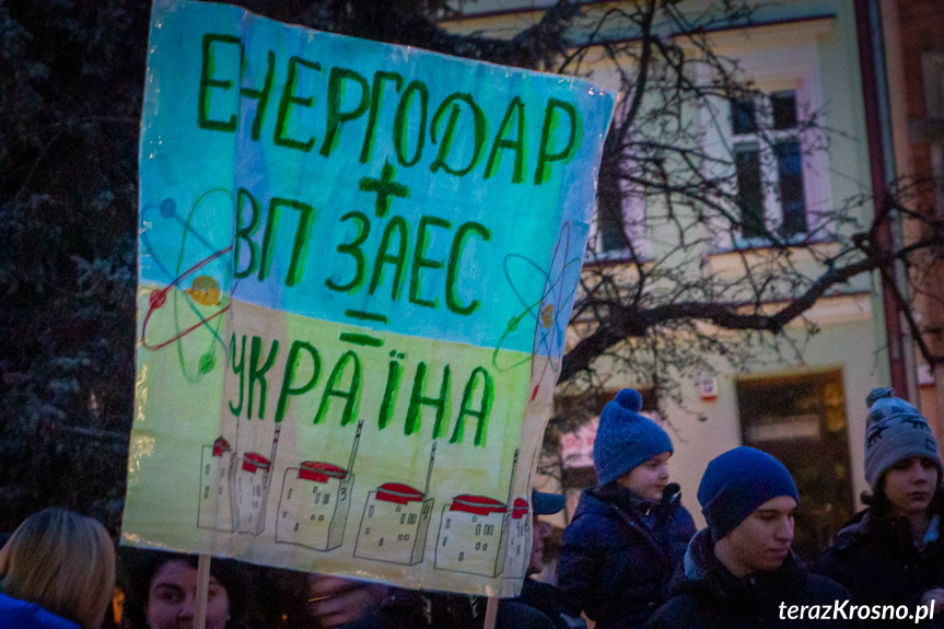 Protest w Krośnie przeciw wojnie na Ukrainie