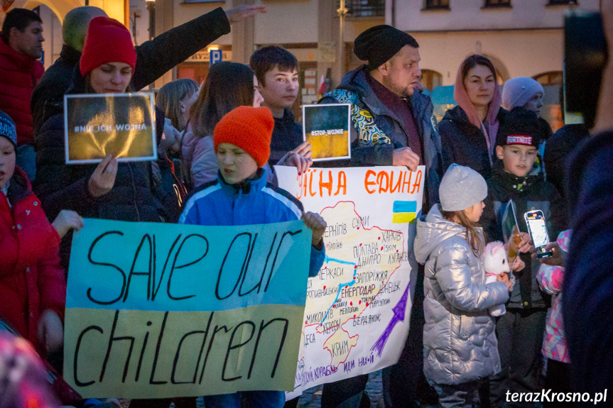 Protest w Krośnie przeciw wojnie na Ukrainie