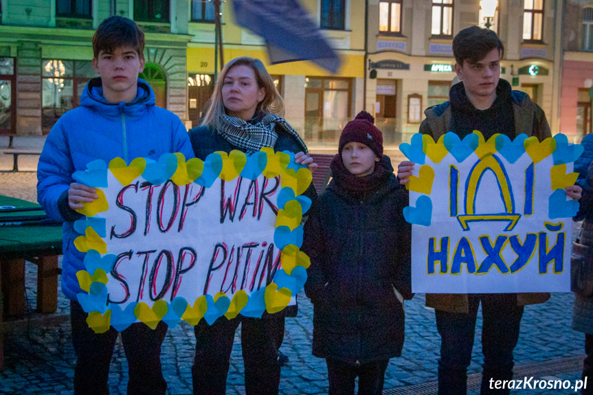 Protest w Krośnie przeciw wojnie na Ukrainie