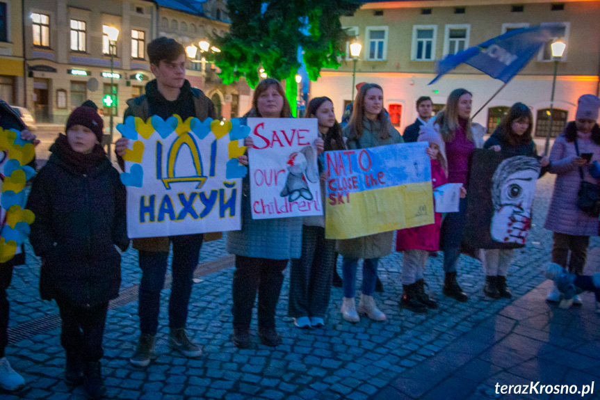 Protest w Krośnie przeciw wojnie na Ukrainie