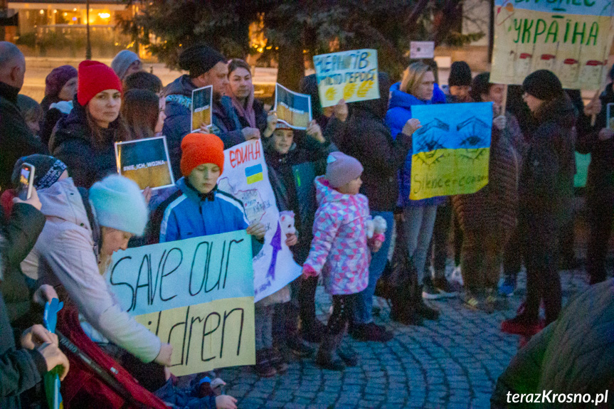 Protest w Krośnie przeciw wojnie na Ukrainie