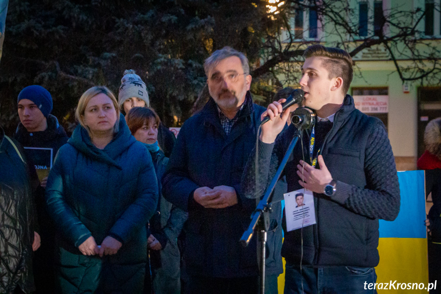 Protest w Krośnie przeciw wojnie na Ukrainie