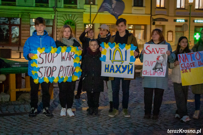 Protest w Krośnie przeciw wojnie na Ukrainie