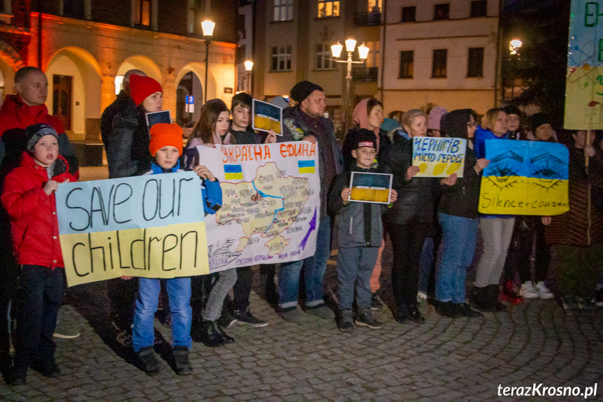 Protest w Krośnie przeciw wojnie na Ukrainie