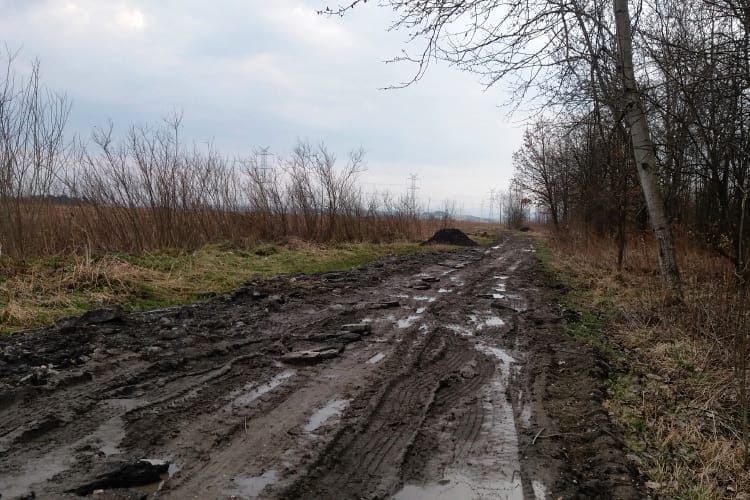 Tir utknął w szczerym polu