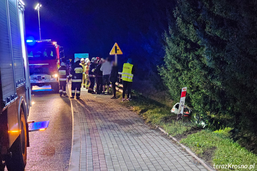 Wola Komborska. Wypadek samochodu osobowego