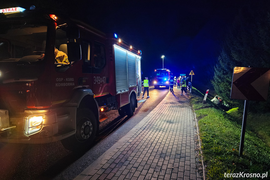 Wola Komborska. Wypadek samochodu osobowego