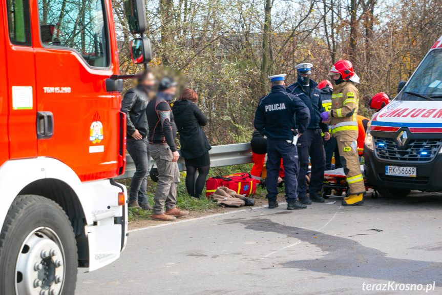 Wypadek motocyklisty we Wróbliku Królewskim