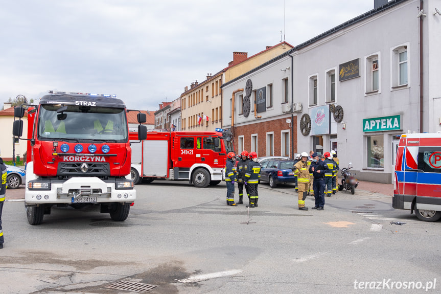 Wypadek w Korczynie na rondzie