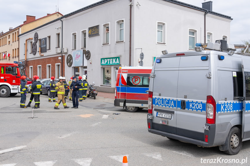 Wypadek w Korczynie na rondzie