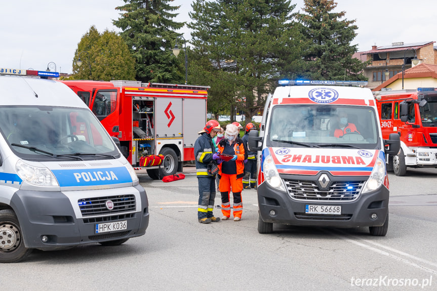 Wypadek w Korczynie na rondzie