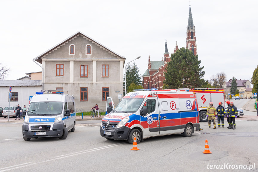 Wypadek w Korczynie na rondzie