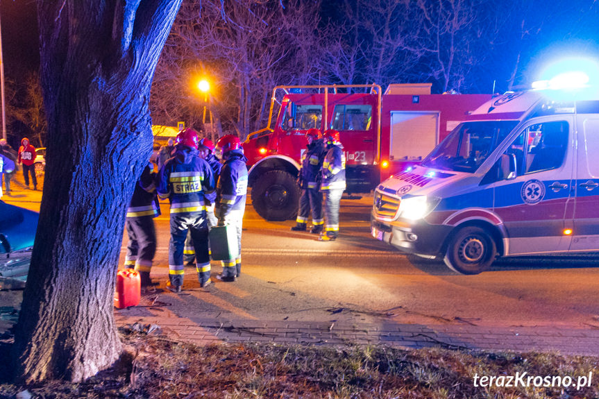 Wypadek w Krośnie, zderzenie dwóch samochodów