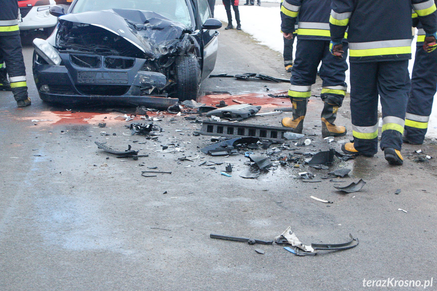 Zderzenie BMW i volkswagena w Jaśliskach