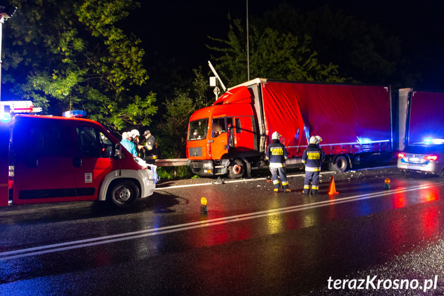 Zderzenie ciężarówek w Dukli