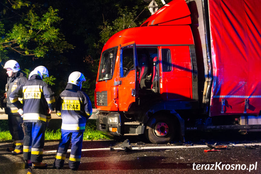 Zderzenie ciężarówek w Dukli