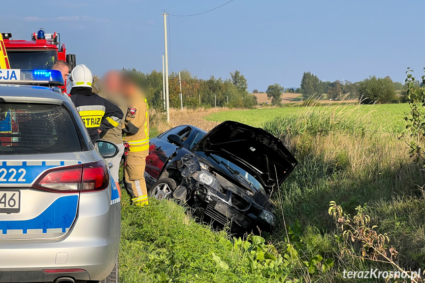 Zderzenie dwóch samochodów pomiędzy Rymanowem a Sieniawą