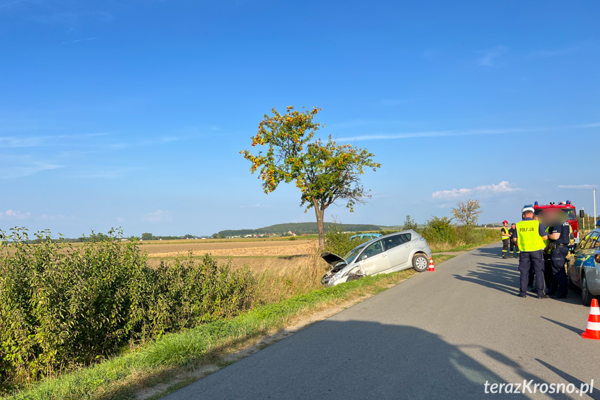 Zderzenie dwóch samochodów pomiędzy Rymanowem a Sieniawą