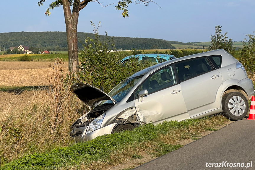 Zderzenie dwóch samochodów pomiędzy Rymanowem a Sieniawą