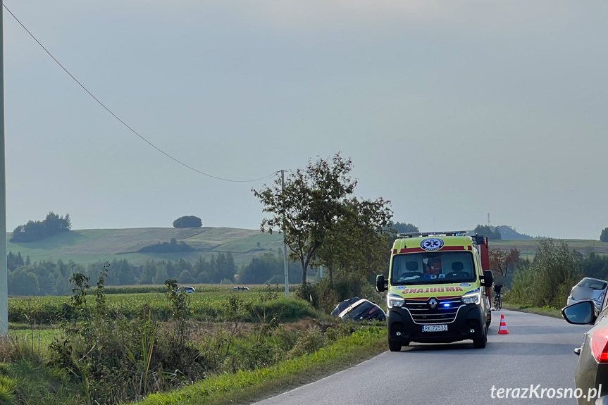 Zderzenie dwóch samochodów pomiędzy Rymanowem a Sieniawą