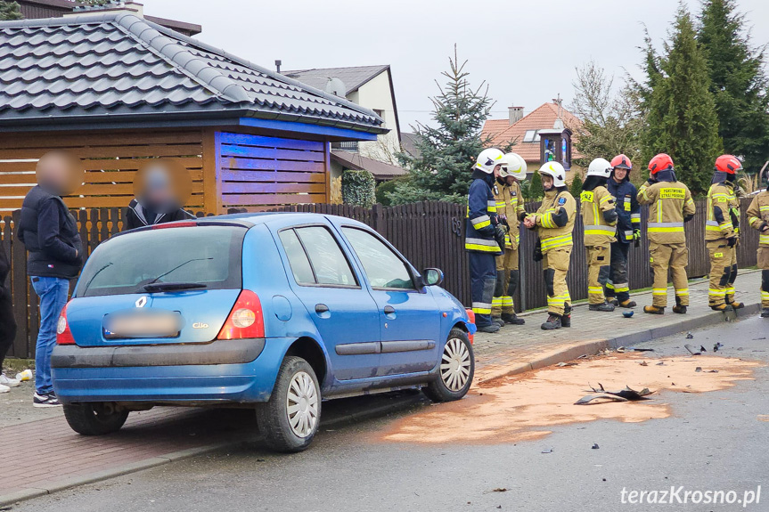 Zderzenie dwóch samochodów w Korczynie