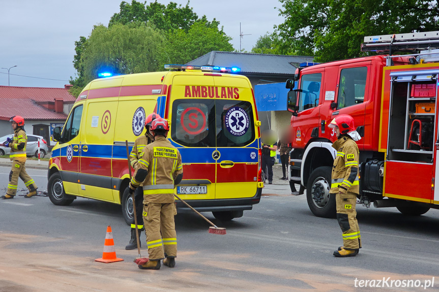 Zderzenie dwóch samochodów w Krośnie