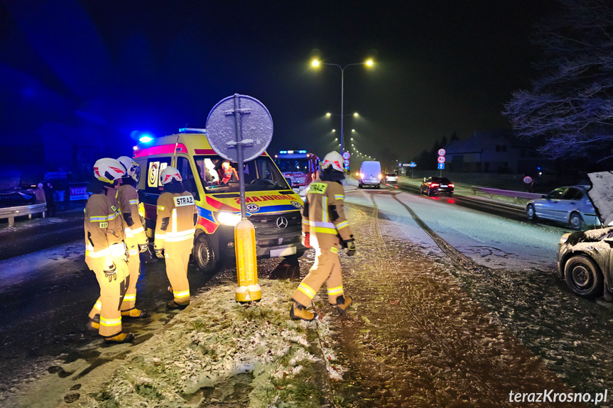 Zderzenie dwóch samochodów w Krośnie