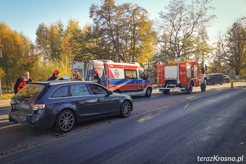 Zderzenie dwóch samochodów w Krośnie