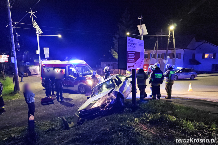 Zderzenie dwóch samochodów w Łękach Dukielskich