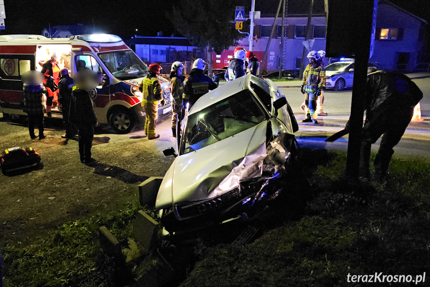 Zderzenie dwóch samochodów w Łękach Dukielskich